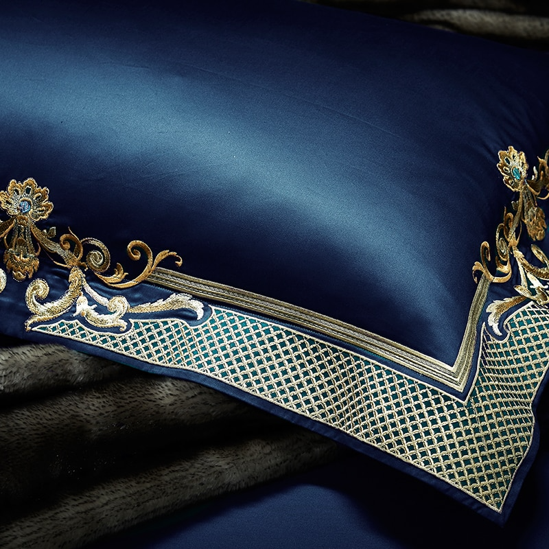 Cleopatra Dark Blue Luxury Egyptian Cotton Bedding Set