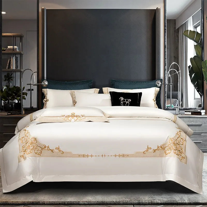Cleopatra White Luxury Egyptian Cotton Bedding Set