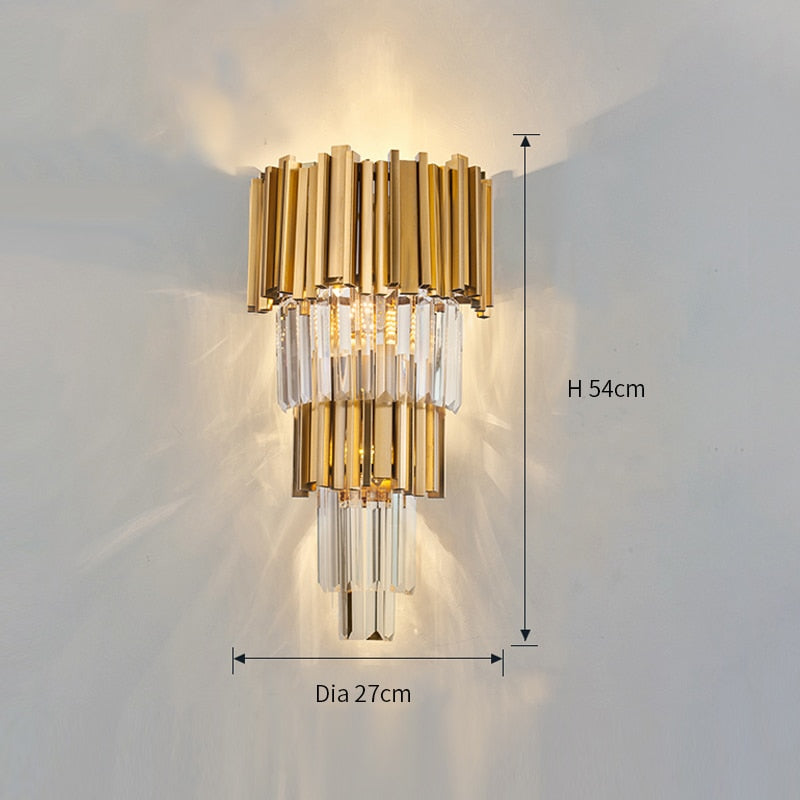 Adorjan Ridged Metal And Crystal Wall Lamp