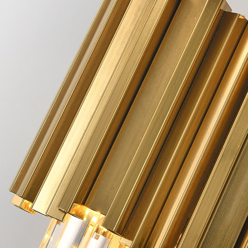 Adorjan Ridged Metal And Crystal Wall Lamp