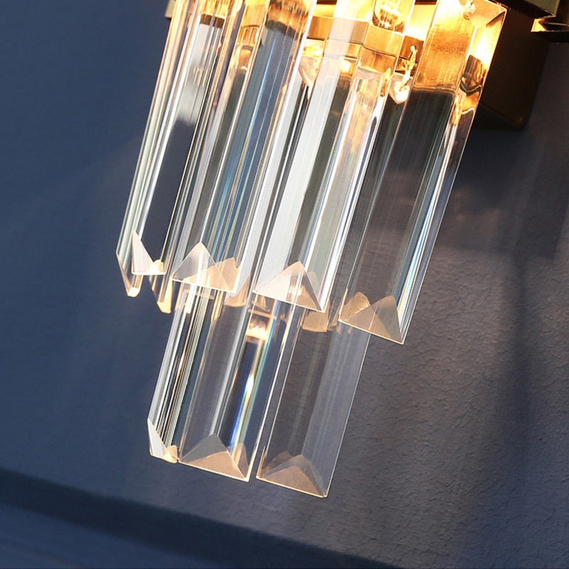 Adorjan Ridged Metal And Crystal Wall Lamp