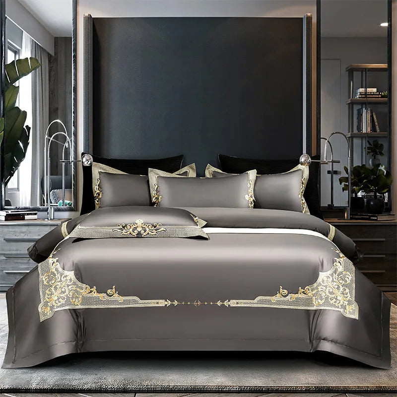 Cleopatra Dark Blue Luxury Egyptian Cotton Bedding Set