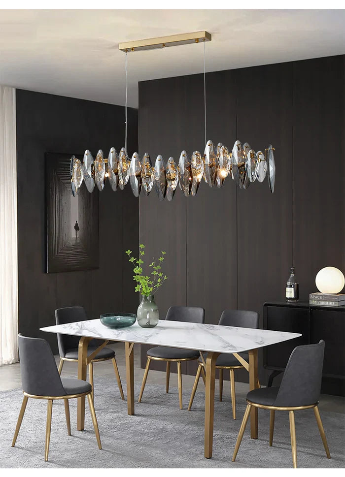 Zoey Oval Cut Smokey Crystal And Copper Bar Chandelier