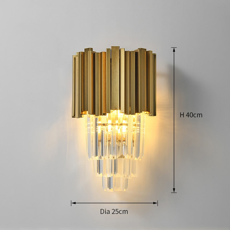 Adorjan Ridged Metal And Crystal Wall Lamp