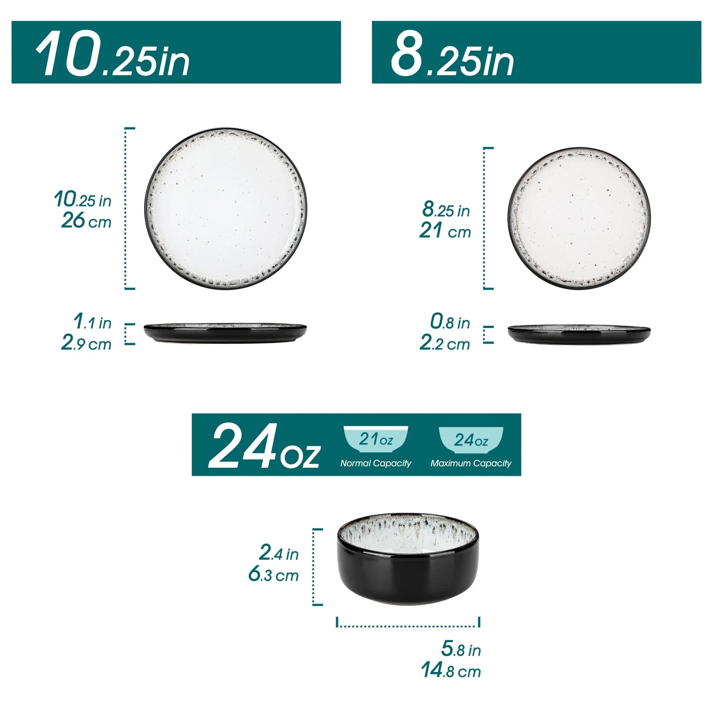 White Black Ceramic Plate Sets