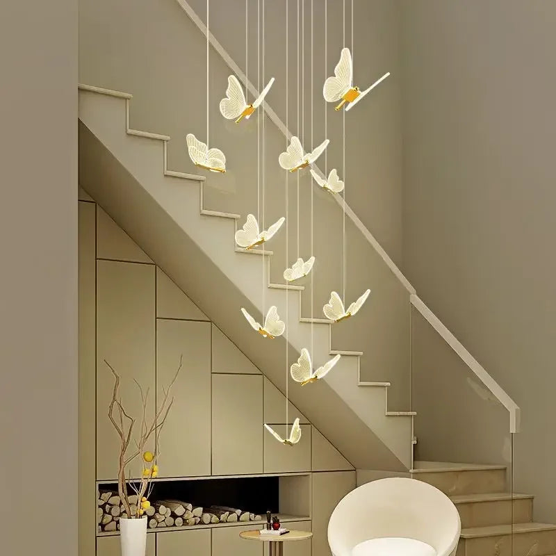 Jenna 3D-Butterfly Spiral Iron And Acrylic Chandelier