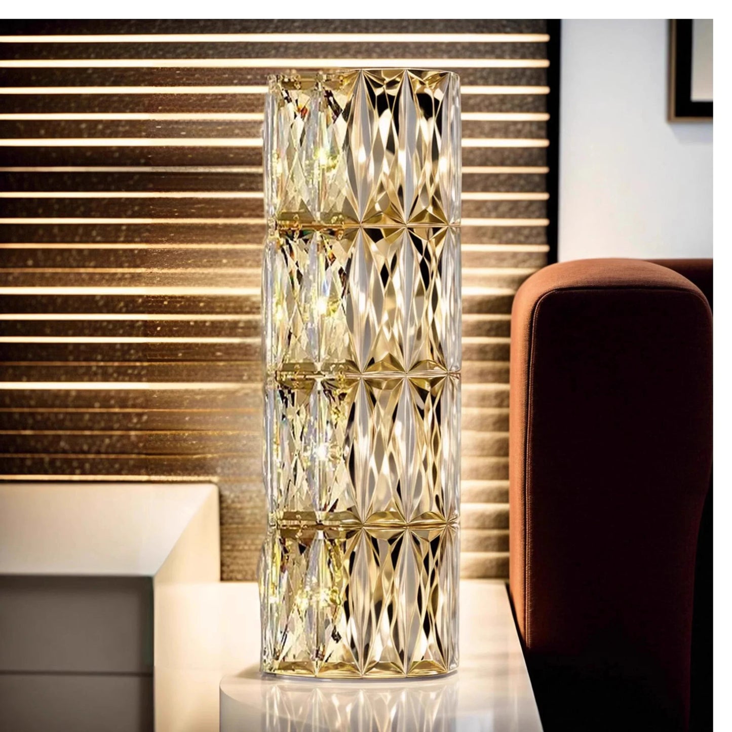 Modern Gold Chrome Crystal Wall Light