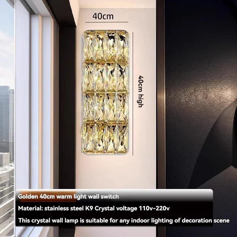 Modern Gold Chrome Crystal Wall Light