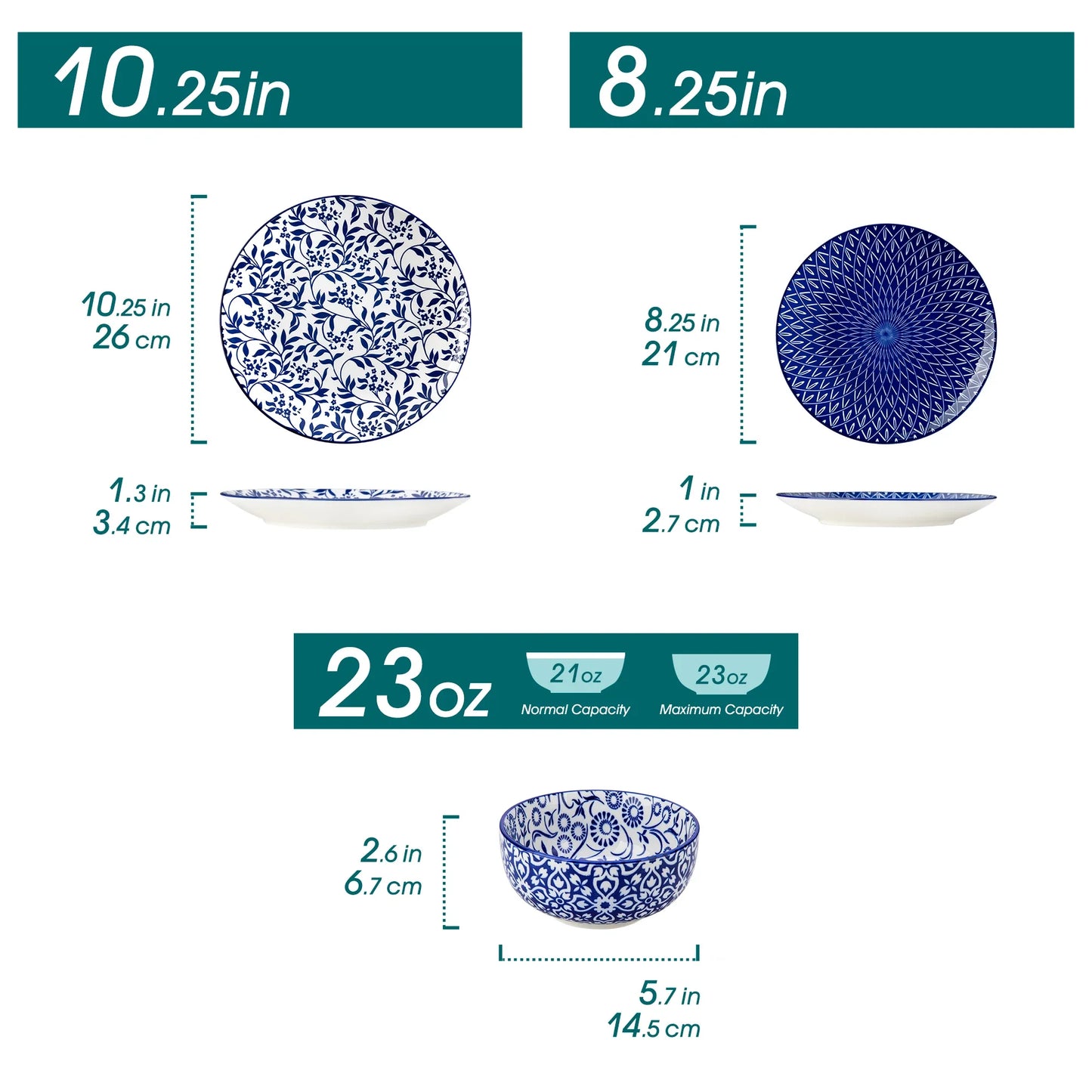 Chinese Blue and White Porcelain Plate Set