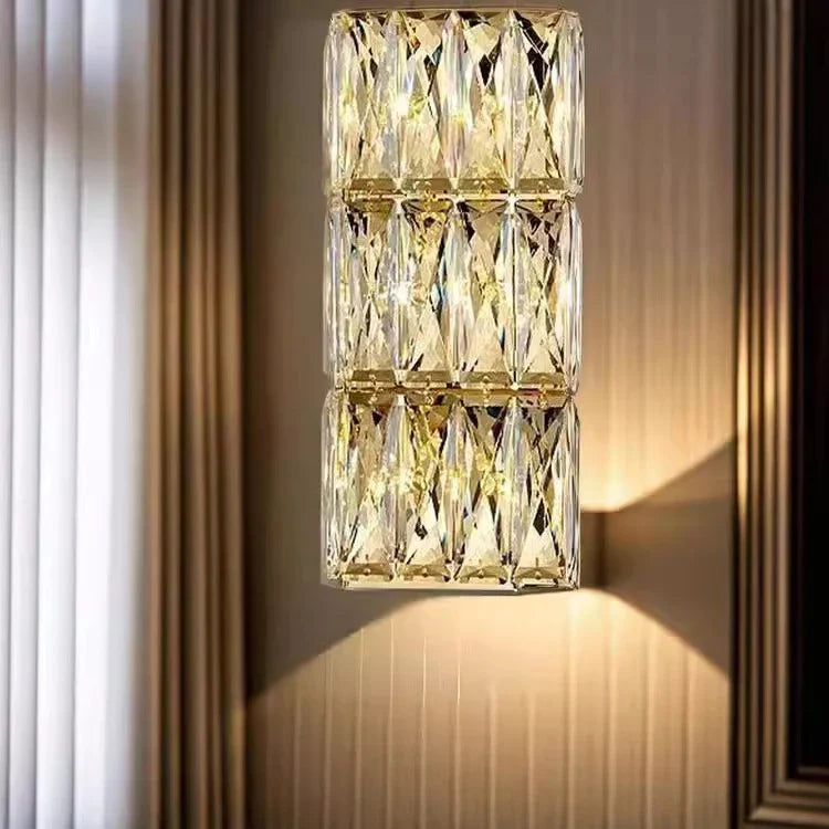 Modern Gold Chrome Crystal Wall Light