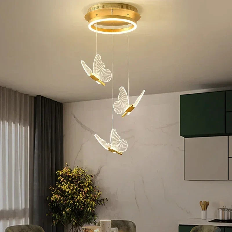 Jenna 3D-Butterfly Spiral Iron And Acrylic Chandelier