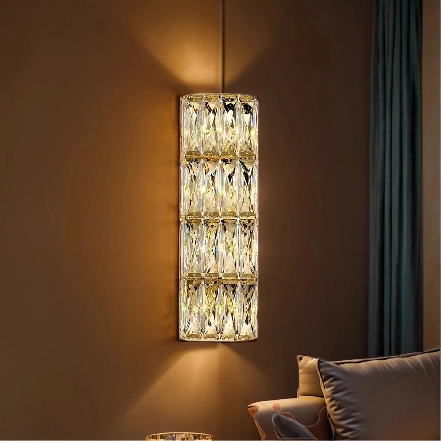 Modern Gold Chrome Crystal Wall Light