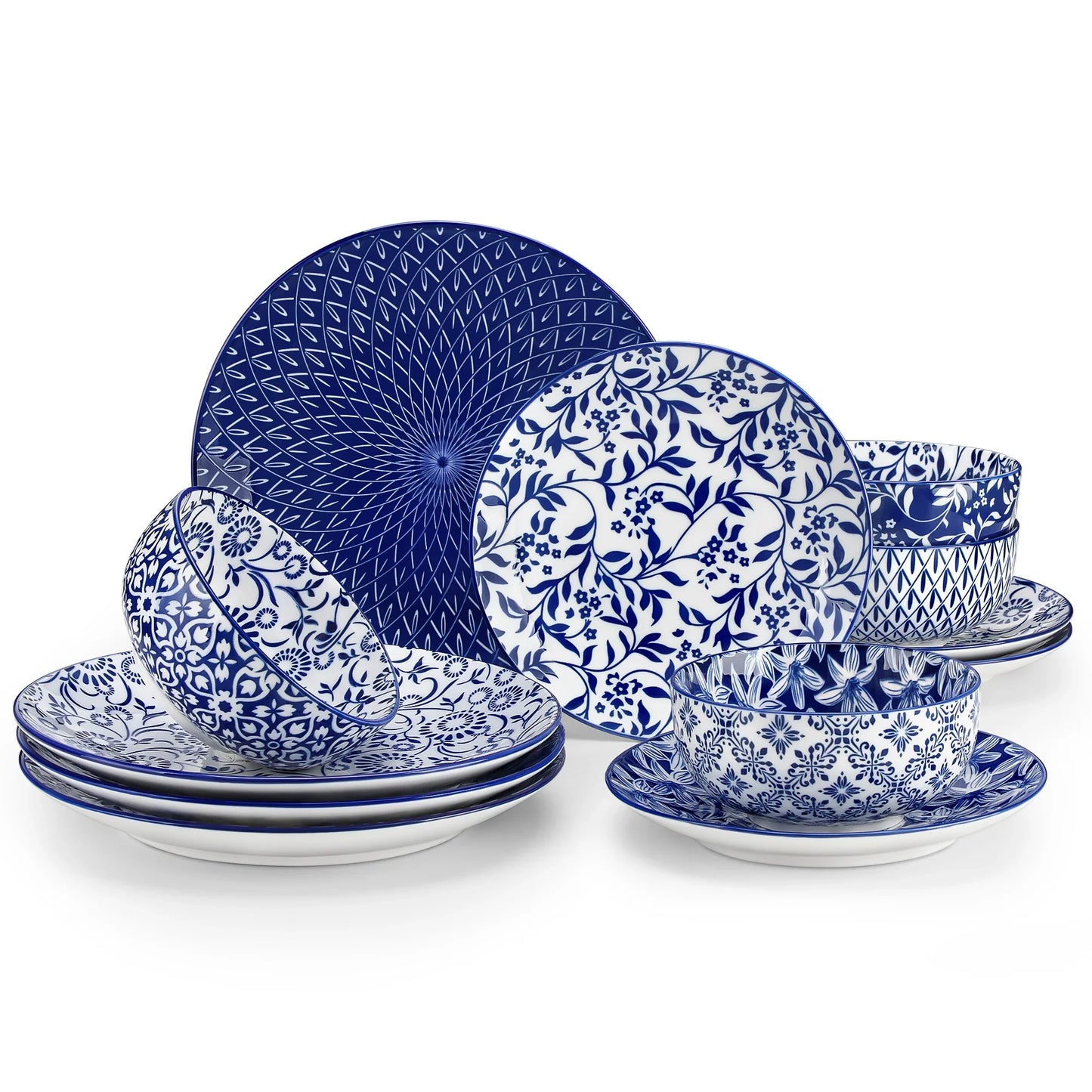 Chinese Blue and White Porcelain Plate Set