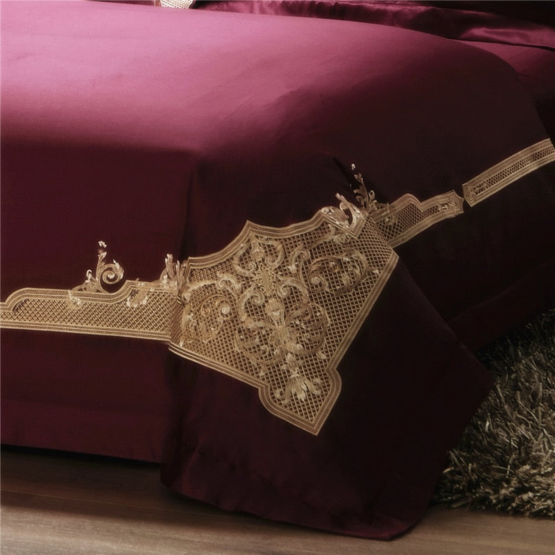 Cleopatra Puce Red Luxury Egyptian Cotton Bedding Set