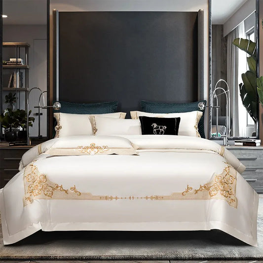 Cleopatra White Luxury Egyptian Cotton Bedding Set
