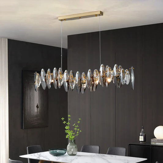 Zoey Oval Cut Smokey Crystal And Copper Bar Chandelier