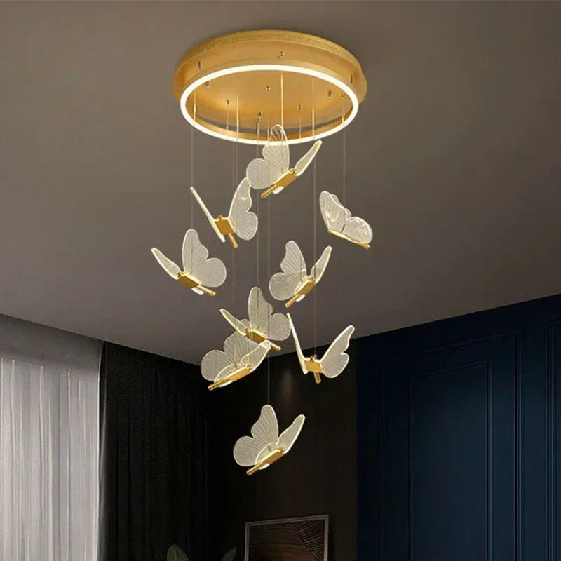 Jenna 3D-Butterfly Spiral Iron And Acrylic Chandelier