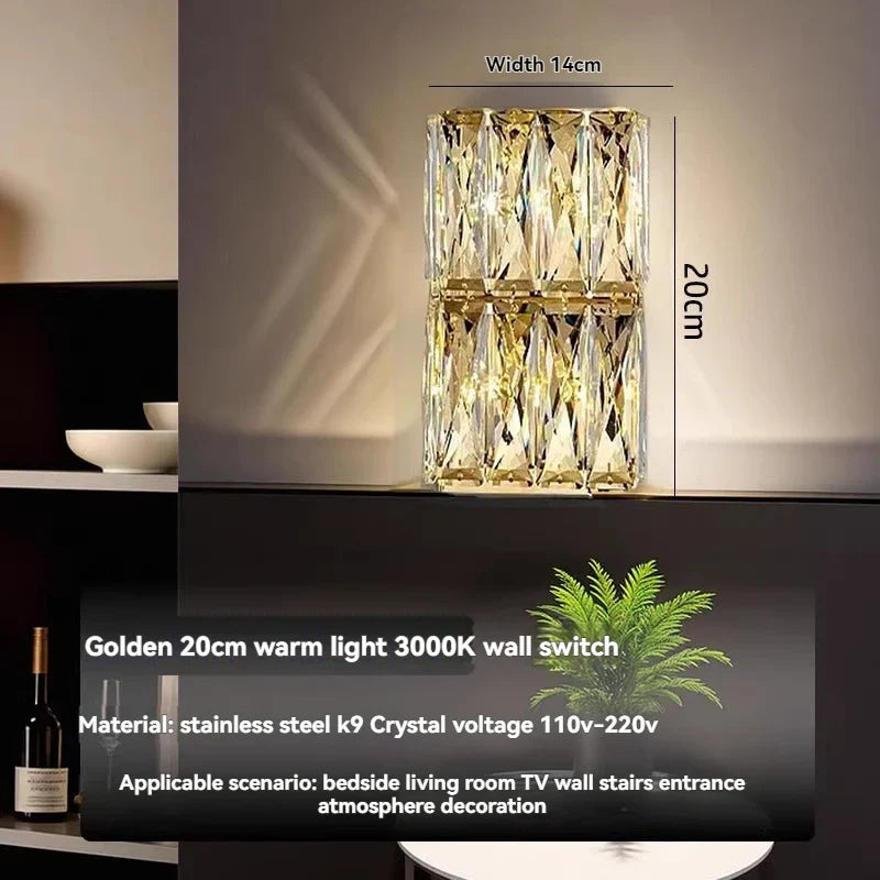 Modern Gold Chrome Crystal Wall Light