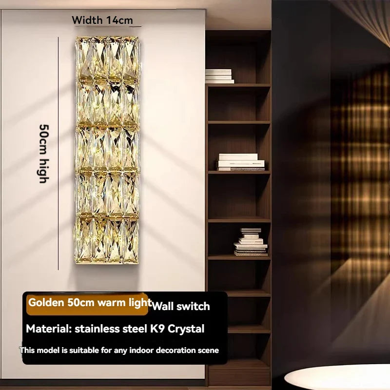 Modern Gold Chrome Crystal Wall Light
