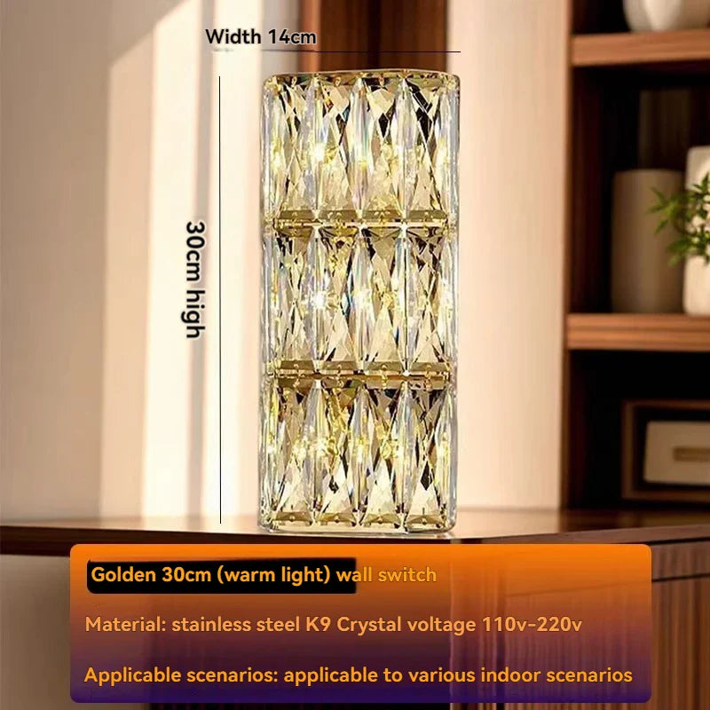 Modern Gold Chrome Crystal Wall Light